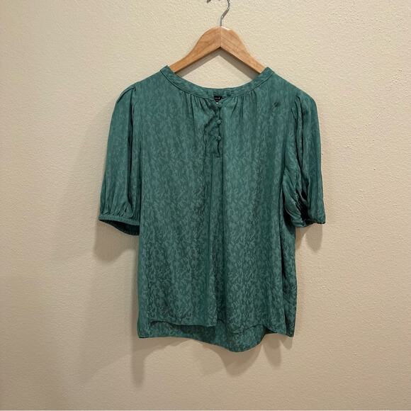 Anthropologie Current Air Green Jacquard Blouse Medium - Picture 11 of 12